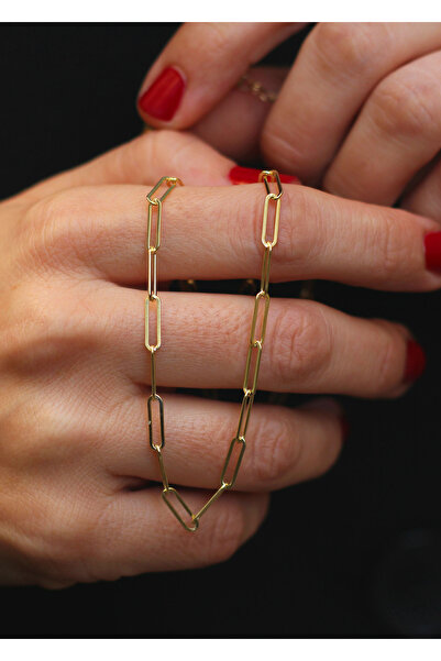 Own Jewelry Ataç Zincir Kolye 14 Ayar Altın Kaplama 925 Ayar Gümüş