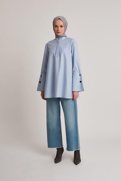 NAQISHE Blue Oversize Tunic