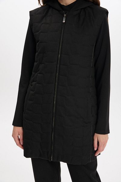 Zühre Kaptone Patterned Black Vest Blouse & Tk-1347 Vest Set