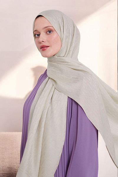 ihvanonline Γυναικείο σάλι Hijab Chain με μπλε ζακάρ σχέδιο - βιζόν