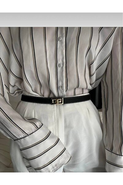 NOWVAGE حزام بإبزيم قفل أسود