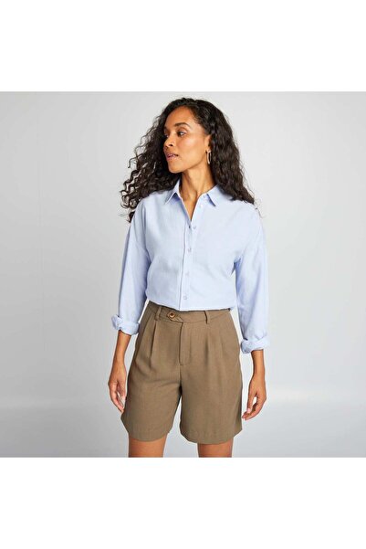 KIABI شورت برمودا مطوي بخصر مرتفع باللون الكاكي