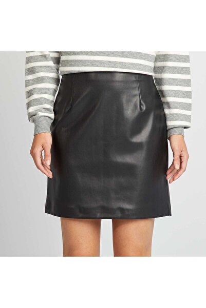 KIABI Short straight synthetic skirt black