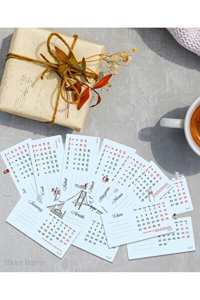 Sticker Ekspres 2026 İstanbul Temalı Ahşap Ayaklı Özel Tasarım Takvim, 2026 Masa Takvimi Yılbaşı Yeni Yıl Hediyesi