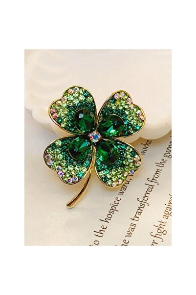 begüm jewelery ÇİÇEK  DETAYLI KRİSTAL TAŞLARLA SÜSLENMİŞ TASARIM BROŞ