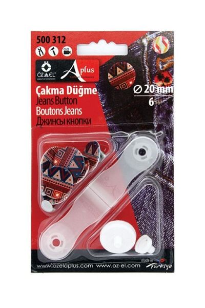 ÖZ-EL AŞ 20 mm 6 Pieces Burgundy Blue Metal Lighter Button Set - 500 311