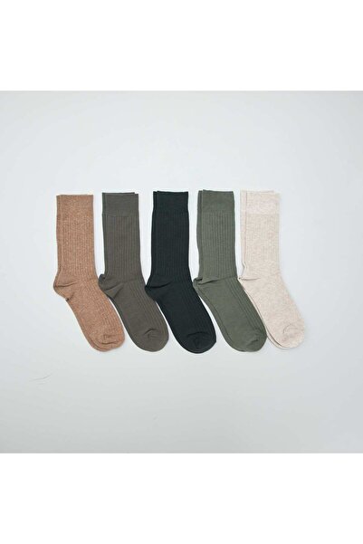 KIABI Pack of 5 pairs of ribbed socks KHAKI