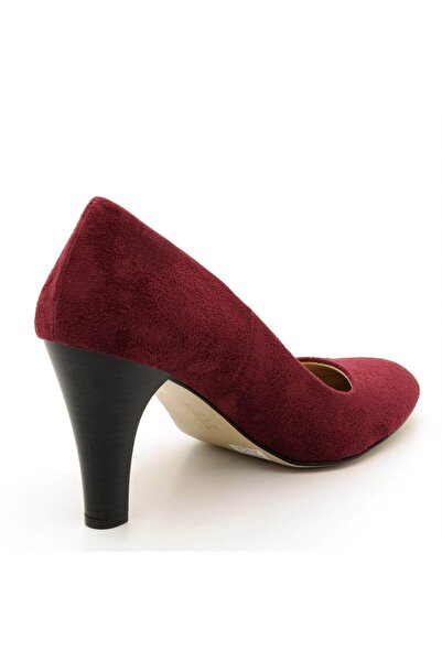 İriadam 40 - 41 - 42 - 43 - 44 1923 Burgundy Suede Heeled Large Size Women's Shoes
