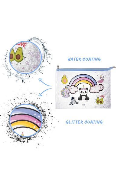 VUKİ Vuki Mix Clear A4 File with Silvery and Watery Zipper