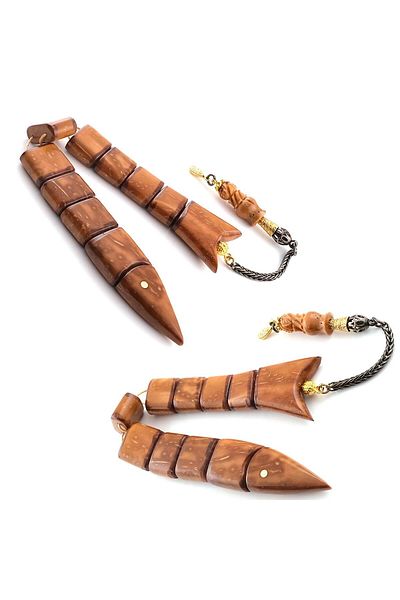 TESBİHCİBABA Signature Product Antique Silver Tufted Kuka Fish Rosary