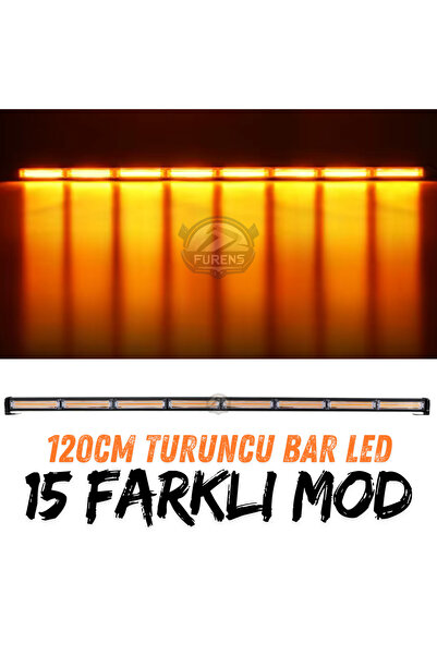 STS Oto Aksesuar Turuncu Tepe Çakar Bar Led 120cm 12-24v  Off Road Çekici Tra...