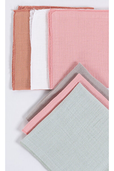 MYLASA HOME Mylasahome %100 Organik Pamuk Kız Bebek 6 Adet Ağız Mendili 35x35