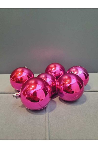 Lider MAGNESİA Leader Magnesia - 6-Piece Large Ball Pink Christmas Tree Ornament