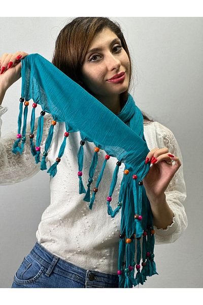 Gönülden Tasarım 160x40 cm Eșarfă de damă cu mărgele din lemn Petroljesili - Înveliș pentru gât