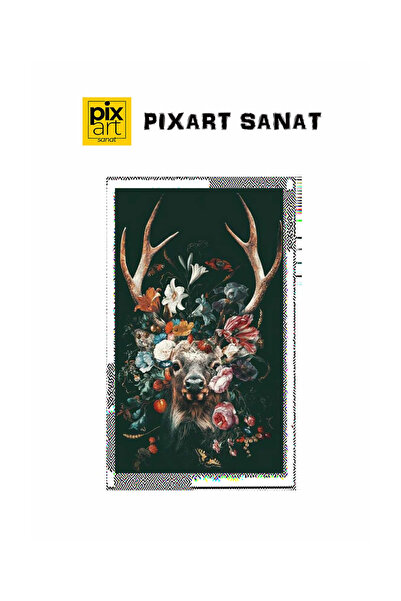 pixartsanat Çiçekler Içinde Geyik Pixart Sanat Elmas Mozaik Tablo Diamond Türkiye 40*60