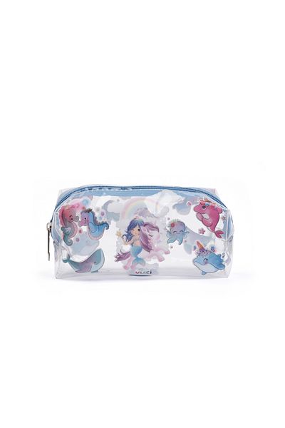 VUKİ Mermaid Transparent Zippered Patterned Pencil Case