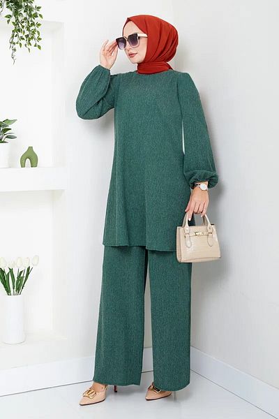 LUQ fasion Women's Emerald Green Oversize 2 Piece Set
