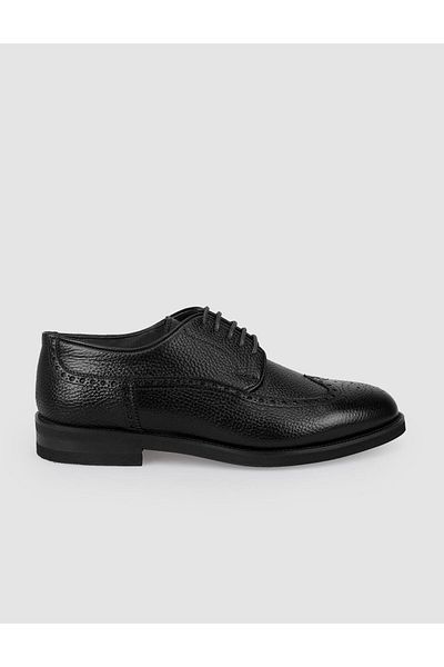 Cabani 100% Genuine Leather Black Laced Men's Classic Shoes