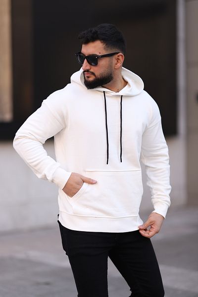 Dr Dnm Remix Ανδρικό φούτερ Fleece με κουκούλα σε λευκή λεπτή εφαρμογή