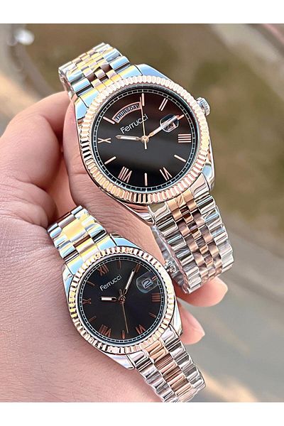 Ferrucci Couple Special Steel Band Calendar Dial Lover Combination Custom Couple Watch Cft.13029C03