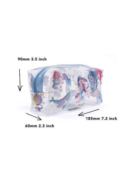 VUKİ Mermaid Transparent Zippered Patterned Pencil Case