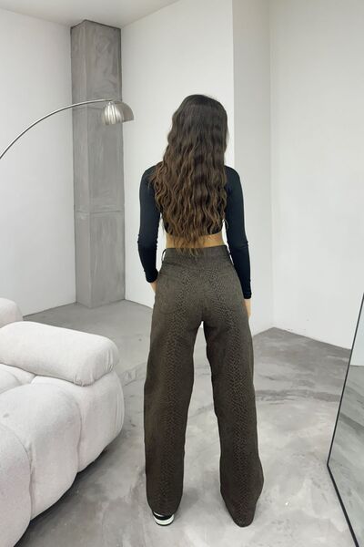 BİKELİFE Women's Snake Print High Waist Wide Leg Lycra Palazzo Pants