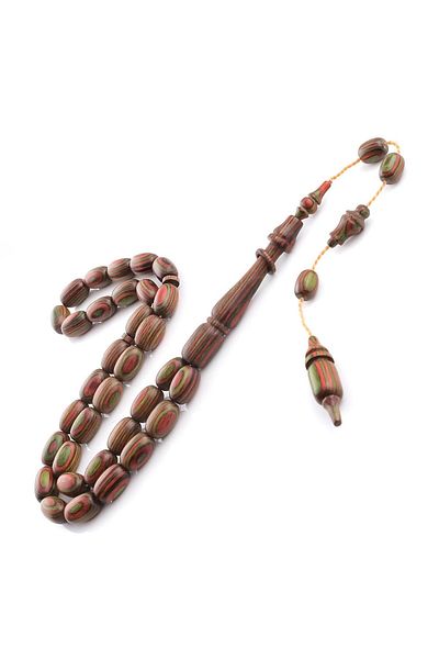 TESBİHCİBABA Camphor Wood Rosary with Green Belt