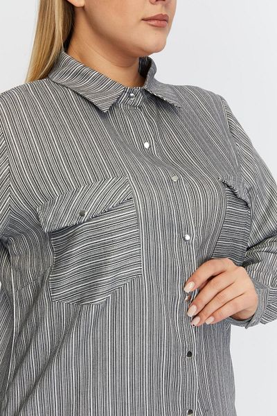 RMG Plus Size Asymmetrical Print Black Shirt