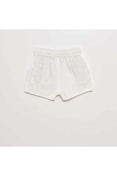 KIABI Double cotton gauze shorts WHITE