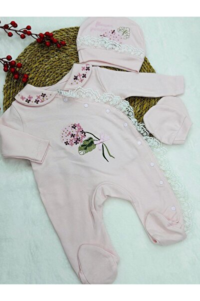 Eda Baby Kanaviçe Nakışlı Bebe Tulum