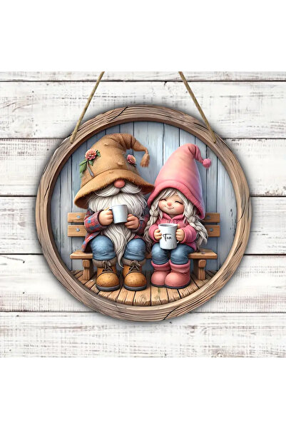 Dekor Vagonu قزم خشبي يشرب الشاي، زخرفة باب ديكور المنزل