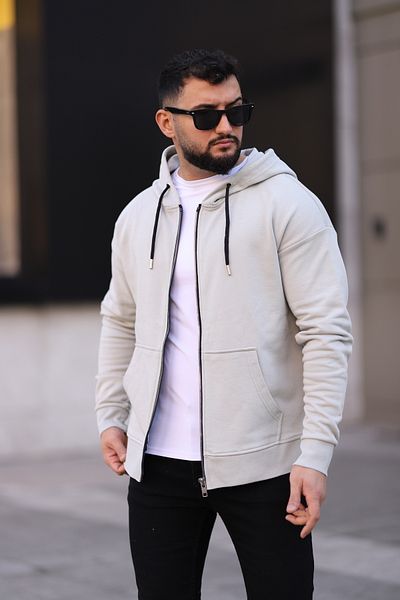 Dr Dnm Remix Ανδρική κρέμα Slim Fit Basic φούτερ με κουκούλα Fleece