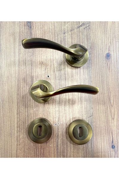 ARON Opendoor Antique Yellow (ODA) Door Handle with Diamond Round Rosette