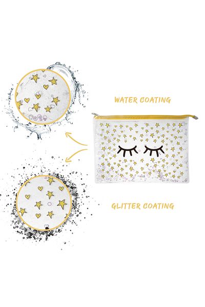 VUKİ Clear A4 File - Eyelash Glitter and Watery Zipper