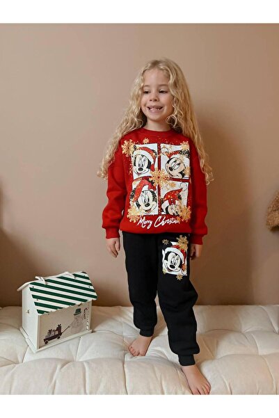 RAPAPA Girl's 3 Thread Christmas Themed Raised Bottom Top Tracksuit Set 1602