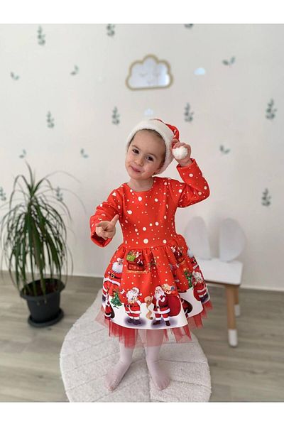 RAPAPA Girl's Christmas Dress with Red Hat - New Year's New Year's Themed 2517