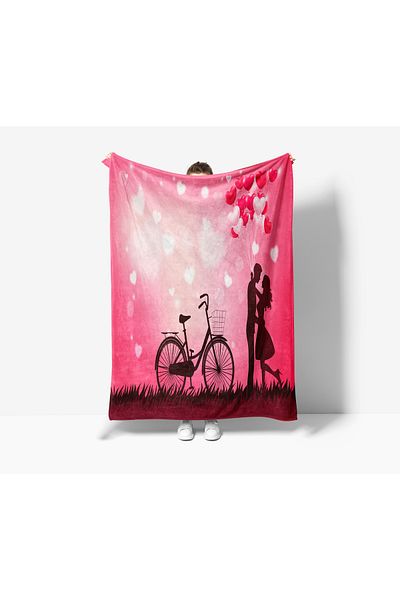 Erays Home Romantic Heart Pattern Printed Fleece Blanket Tv Blanket