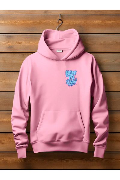BukuriCO Unisex 3-Thread Cotton Here to Stay Back Printed Raster Oversize Hooded Sweatshirt