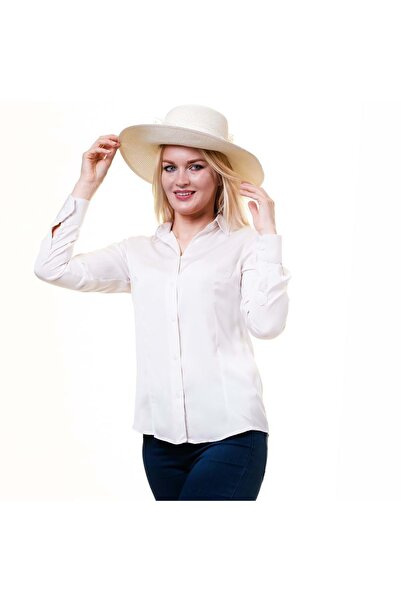 Exve Exclusive Cămașă albă de bază simplă, cu mânecă lungă, pentru femei