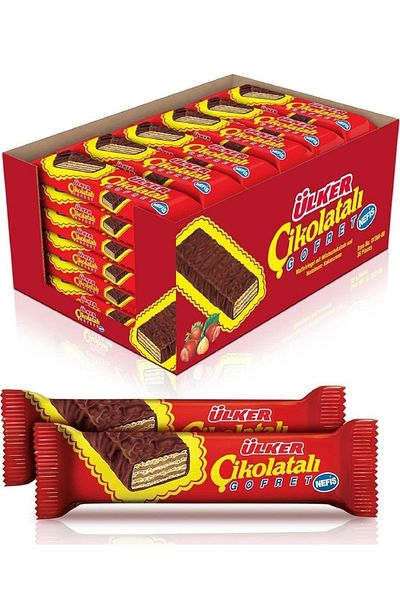 Ülker Crispy Waffles with Chocolate Finish 36 Grams X 36 Pieces (Total 1260 Grams)