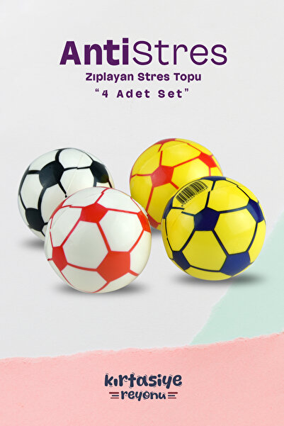 Kids Like 4 Adet AntiStres Stres Topu - Futbol topu Şekilli 7,6 cm Çap
