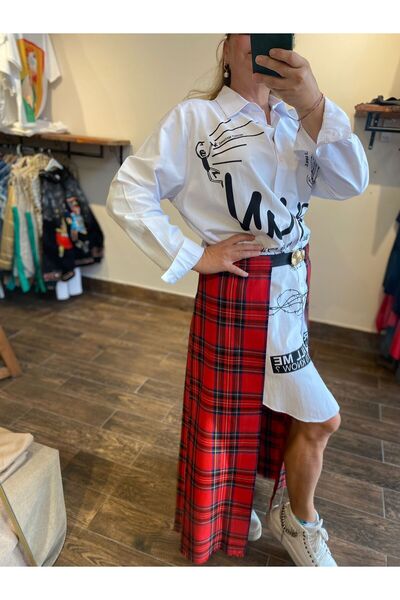 Room8 UZUN EKOSELİ KIRMIZI ETEK