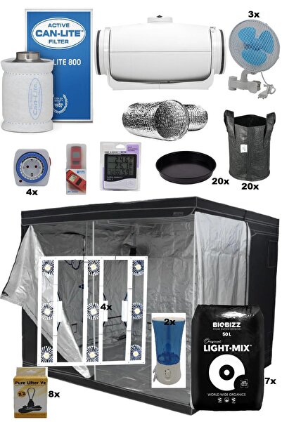 Grow Wizard 240x240x200 Bitki Yetiştirme Kabin Seti Pro