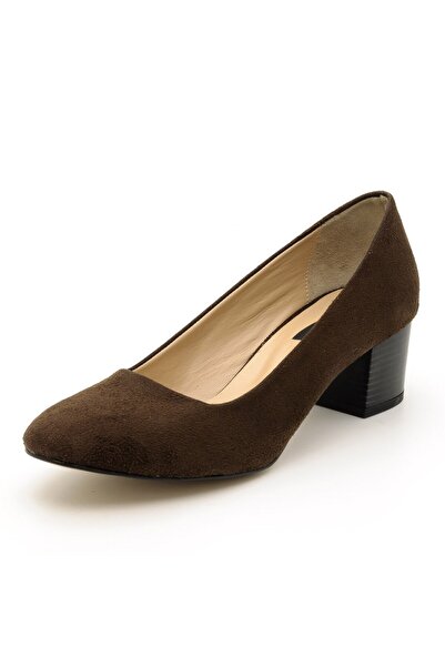 İriadam 40 - 41 - 42 - 43 - 44 1453 Brown Suede Heeled Large Size Women's Shoes