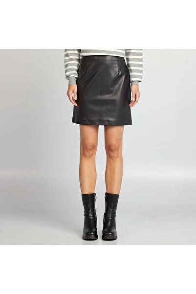 KIABI Short straight synthetic skirt black