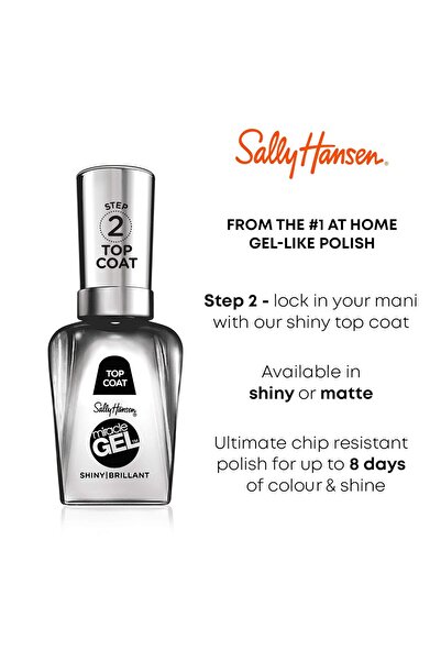 Sally Hansen Miracle Gel Top Coat, UV Lambasız Kalıcı Oje Dayanıklılığında Tırnak Cilası 14.7 ml