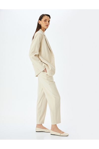 Koton Viscose Trousers with Elastic Waist Pockets