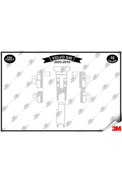 FD Damla Etiket Volvo S40 (2003-2010) - Σετ 16 τεμαχίων ασημί κονσόλας γαντιών και μαόνι με επένδυση