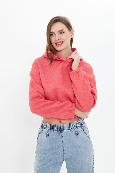 DAB Pink Melange Hooded Short Sweatshirt