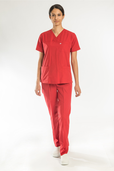 ASFORMA Nar çiçeği Scrubs ( Terycotton Pamuklu Kumaş ) - Nöbet Takımı